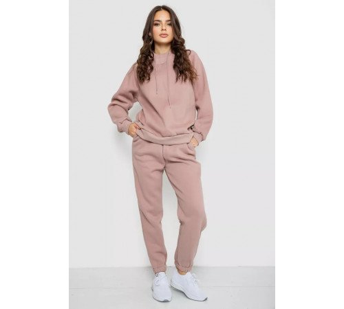Спортивный женский костюм на флисе, цвет пудровый, 252R21268