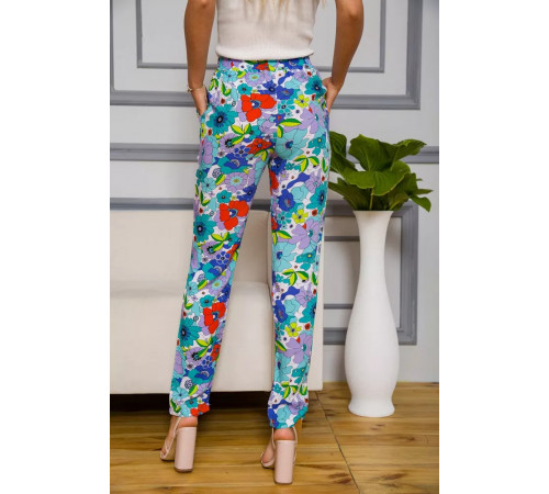 Жіночі штани на резинці, м'ятного кольору з узором, 172R076-1