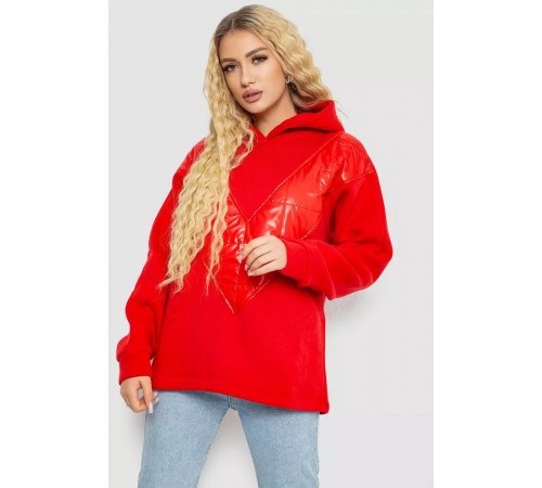 Худі жіночий на флісі тринитка, колір червоний, 102R7713