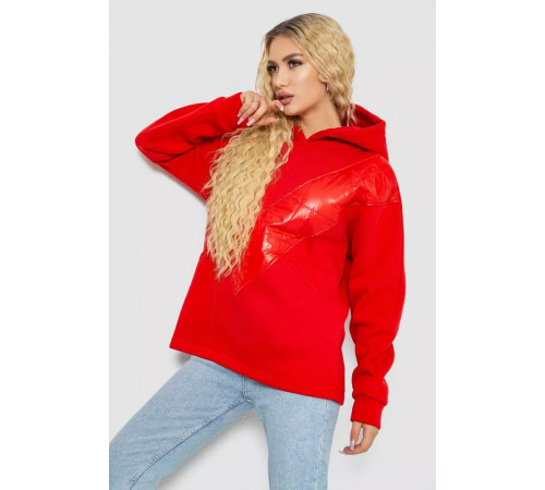 Худі жіночий на флісі тринитка, колір червоний, 102R7713