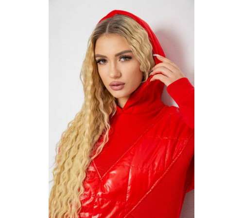 Худі жіночий на флісі тринитка, колір червоний, 102R7713