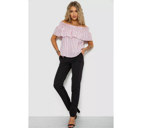 Блуза в смужку, колір біло-червоний, 244R302-1