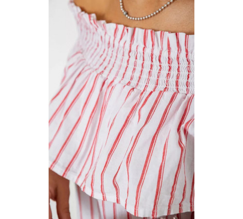 Блуза в смужку, колір біло-червоний, 244R302-1