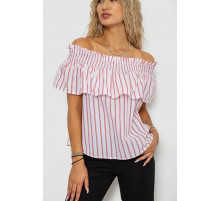Блуза в полоску, цвет бело-красный, 244R302-1.