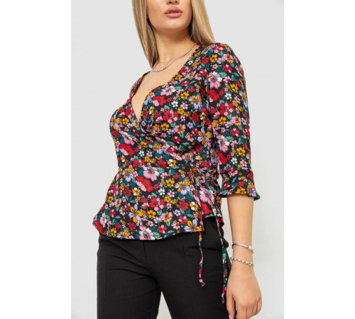 Блуза с цветочным принтом, цвет разноцветный, 244R072.