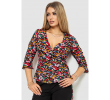 Блуза з квітковим принтом, колір різнобарвний, 244R072