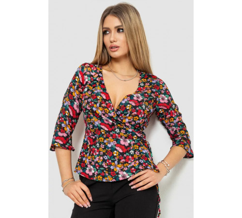 Блуза с цветочным принтом, цвет разноцветный, 244R072.