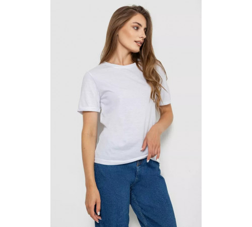 Женская футболка однотонная, цвет белый, 238R111-1
