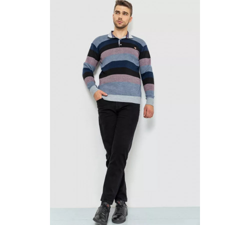 Светр-обманка чоловічий в смужку, колір синьо-чорний, 161R901-1