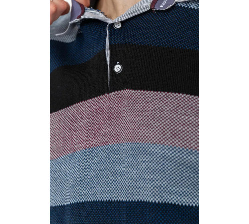 Светр-обманка чоловічий в смужку, колір синьо-чорний, 161R901-1