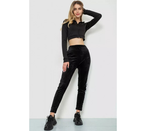 Спорт штани жіночі велюрові, колір чорний, 244R5576