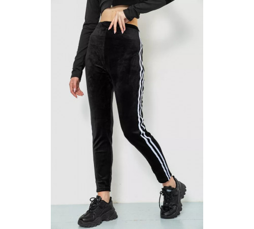 Спорт штани жіночі велюрові, колір чорний, 244R5576