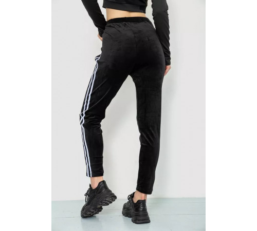 Спорт штани жіночі велюрові, колір чорний, 244R5576