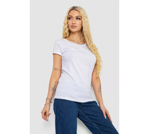 Футболка жіноча однотонна, колір білий, 244R2206