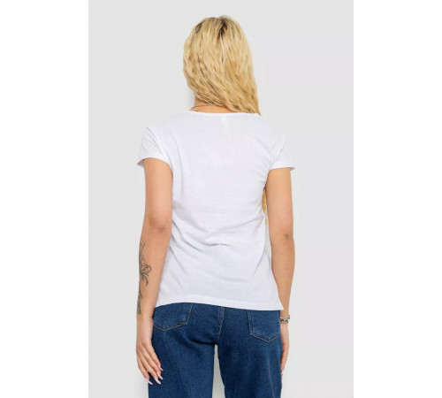 Футболка жіноча однотонна, колір білий, 244R2206