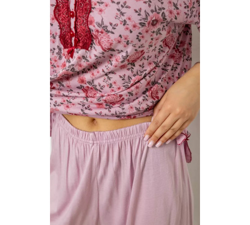 Женская пижама с принтом, цвет пудровый, 243R6923