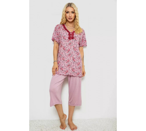 Женская пижама с принтом, цвет пудровый, 243R6923