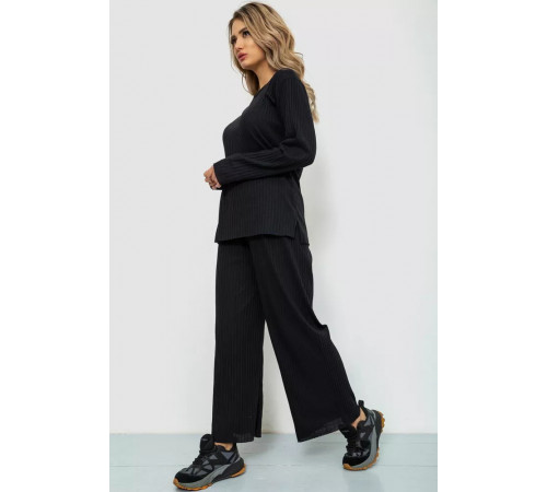 Костюм женский в рубчик повседневный, цвет черный, 238R57415.