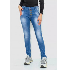 Джинси жіночі з потертостями, колір синій, 244RS08