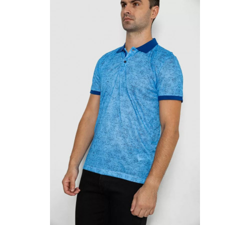 Поло мужское с принтом, цвет синий, 247R316