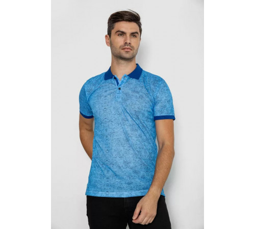 Поло мужское с принтом, цвет синий, 247R316