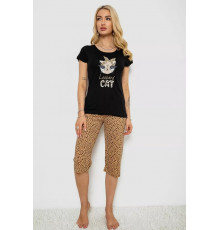 Піжама жіноча з принтом, колір чорний, 243R7122