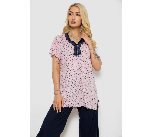 Піжама жіноча з принтом, колір рожевий, 243R6997