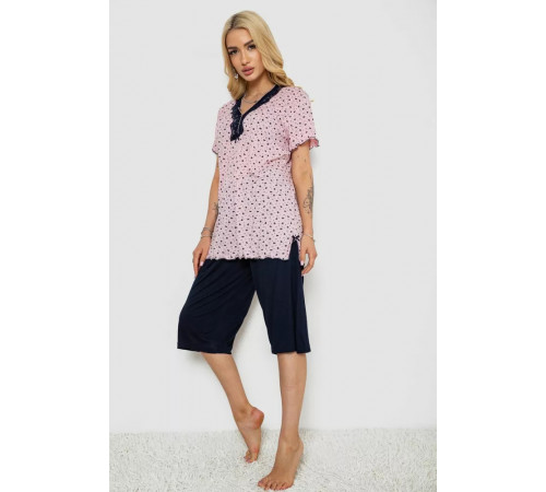 Піжама жіноча з принтом, колір рожевий, 243R6997