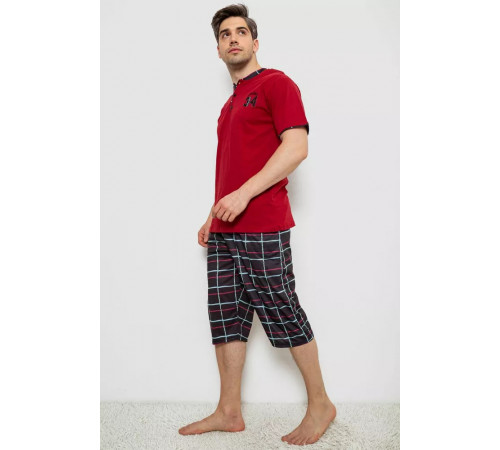 Піжама чоловіча з принтом, колір бордовий, 243R2006