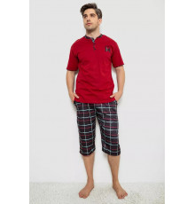 Піжама чоловіча з принтом, колір бордовий, 243R2006