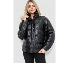 Куртка женская демисезонная экокожа, цвет черный, 243R205