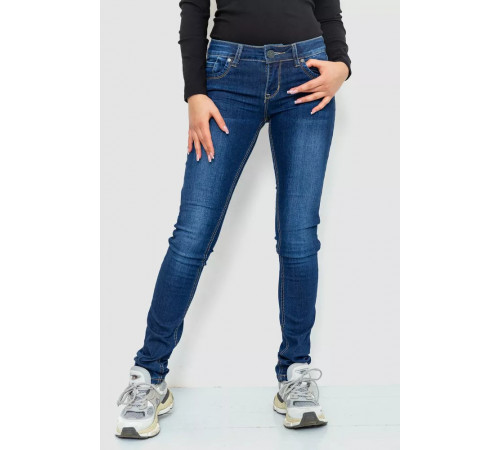 Джинси жіночі з потертостями, колір синій, 244RA602