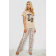 Піжама жіноча з принтом, колір бежевий, 243R2493