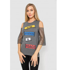 Повседневная женская однотонная футболка, цвет серый, 247R027