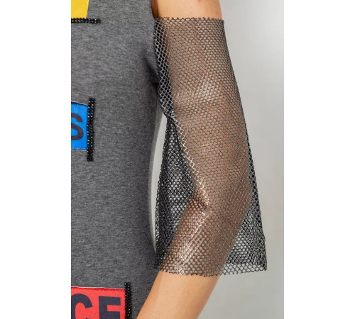 Повседневная женская однотонная футболка, цвет серый, 247R027