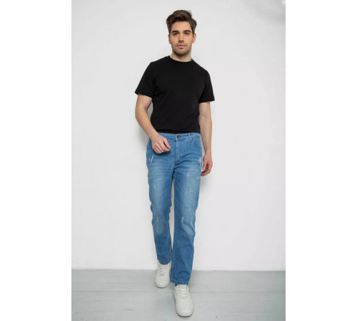 Джинси чоловічі з потертостями, колір блакитний, 247R736