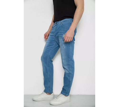 Джинси чоловічі з потертостями, колір блакитний, 247R736