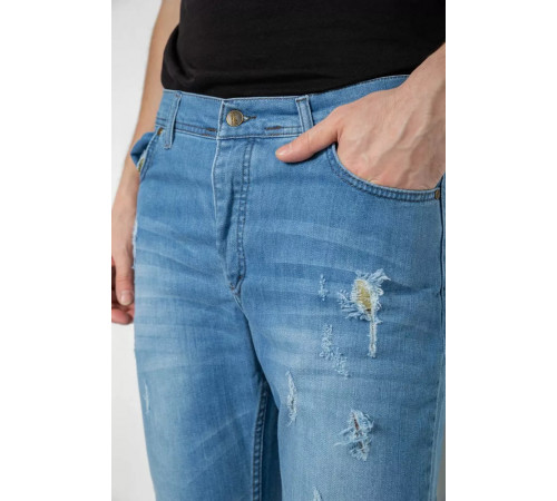 Джинси чоловічі з потертостями, колір блакитний, 247R736