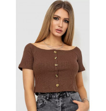 Топ жіночий однотонний, колір коричневий, 244R087