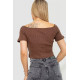 Топ жіночий однотонний, колір коричневий, 244R087