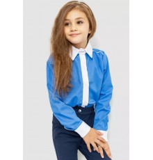 Блузка нарядная для девочек, цвет темно-голубой, 172R099