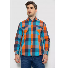 Рубашка мужская в клетку, цвет оранжевый, 214R0743