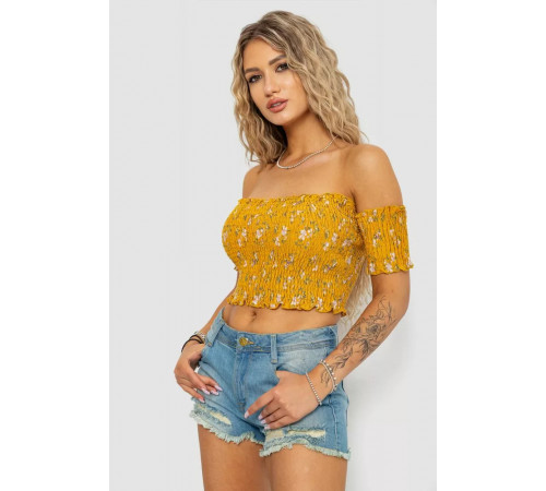 Топ жіночий з квітковим принтом, колір гірчичний, 244R300