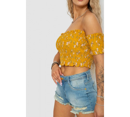 Топ жіночий з квітковим принтом, колір гірчичний, 244R300