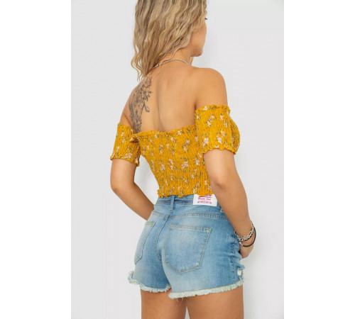 Топ жіночий з квітковим принтом, колір гірчичний, 244R300