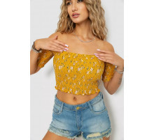 Топ женский с цветочным принтом, цвет горчичный, 244R300