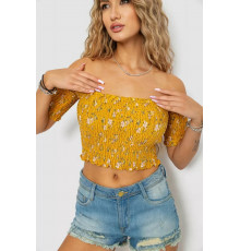 Топ женский с цветочным принтом, цвет горчичный, 244R300