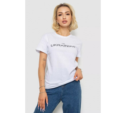 Женская футболка с принтом, цвет белый, 238R57383-1