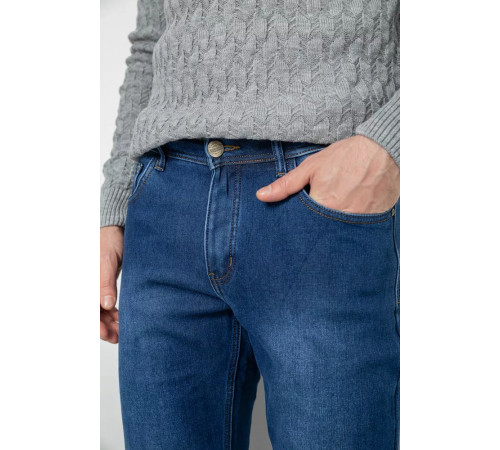 Джинсы мужские на флисе, цвет синий, 254R2408.