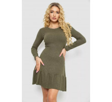 Сукня трикотажна з оборкою, колір хакі, 230R0112